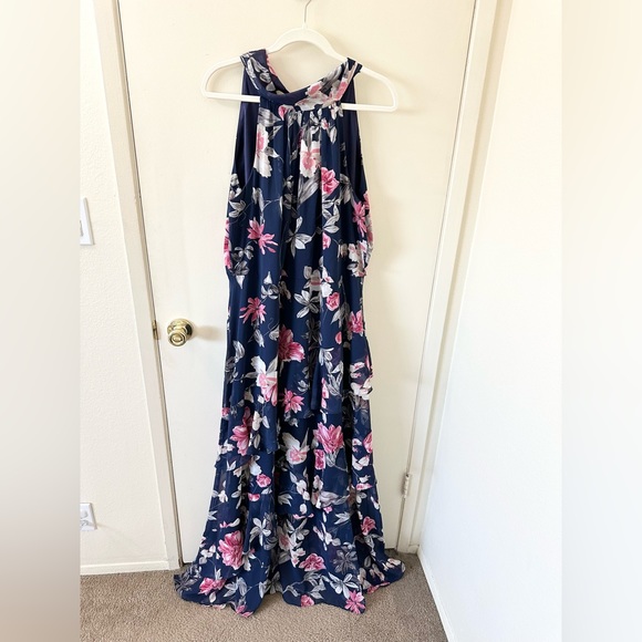 Plus Size ✨ Eliza J Floral Tiered Halter Maxi Gown with Tie Neck Detail Size 18 - Picture 12 of 12
